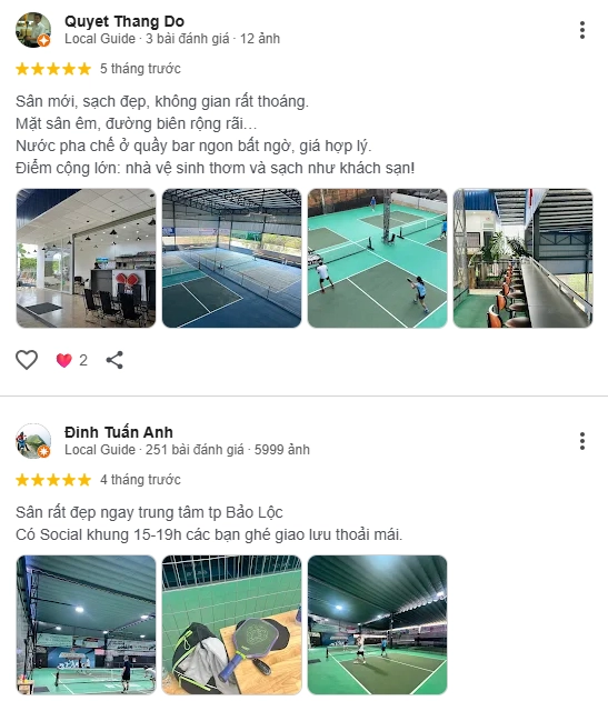 Đánh giá của người chơi tại sân Pickleball B'lao