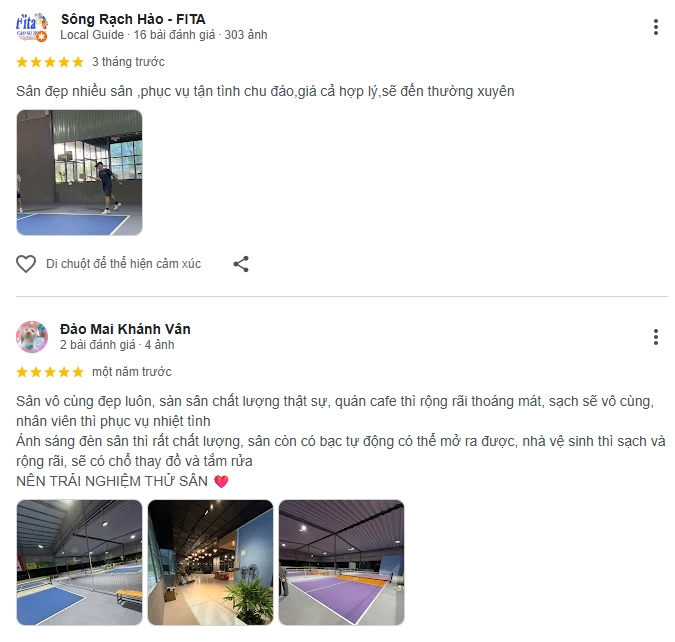 Đánh giá của người chơi tại sân Pickleball & Coffee Long Hương Bà Rịa - Vũng Tàu
