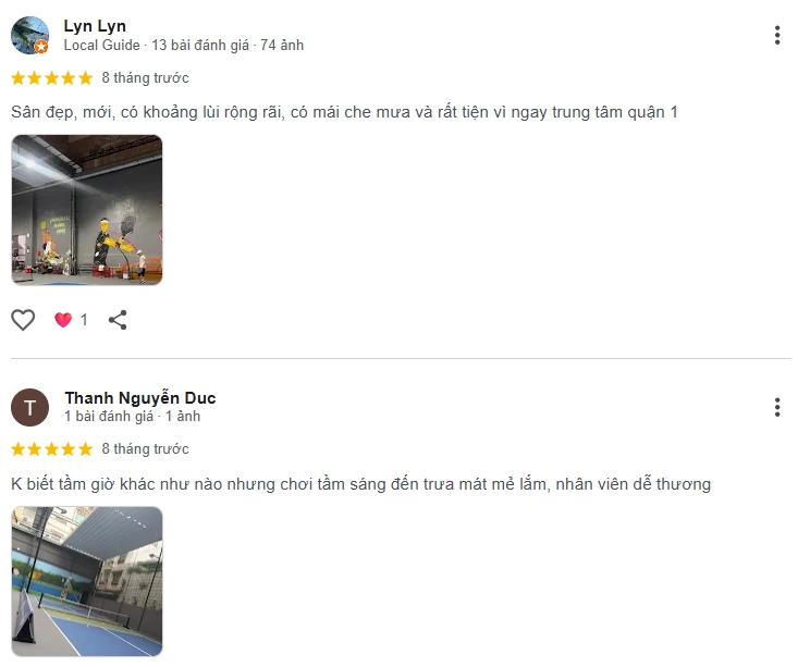 Đánh giá của người chơi tại sân Pickleball Hoàng Minh 2