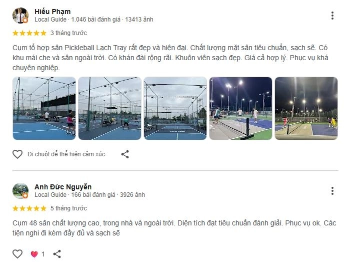 Đánh giá chất lượng sân pickleball lạch tray hải phòng
