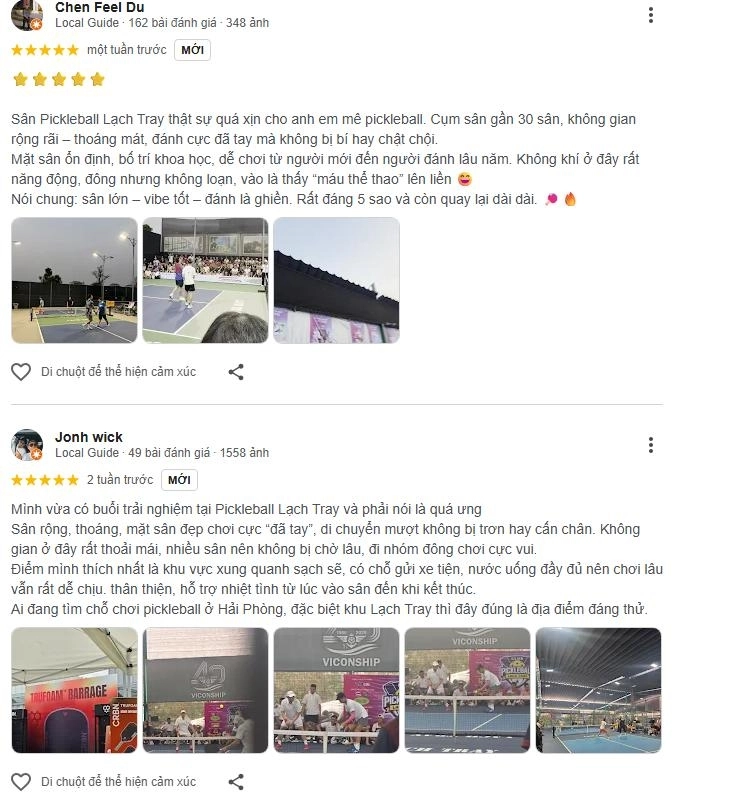 Đánh giá sân pickleball lạch tray
