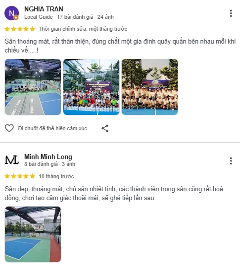 Đánh giá của người chơi tại sân pickleball Lango Phú Hòa Bình Dương