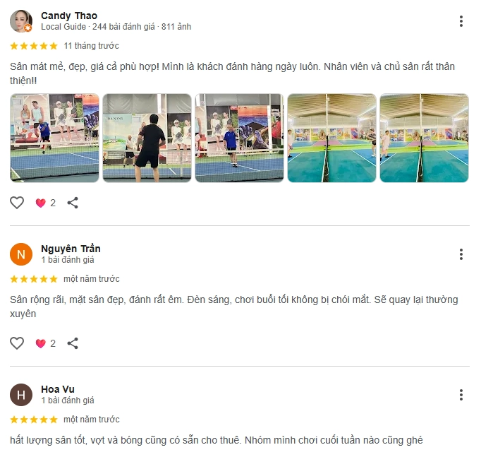 Đánh giá của người chơi tại sân Pickleball Quang Minh Đà Nẵng