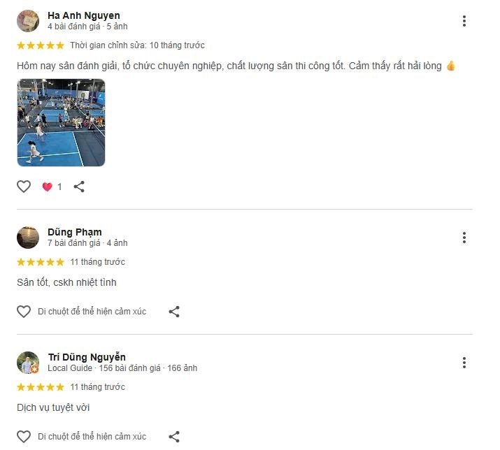 Phản hồi của người chơi về sân pickleball Trung Hòa
