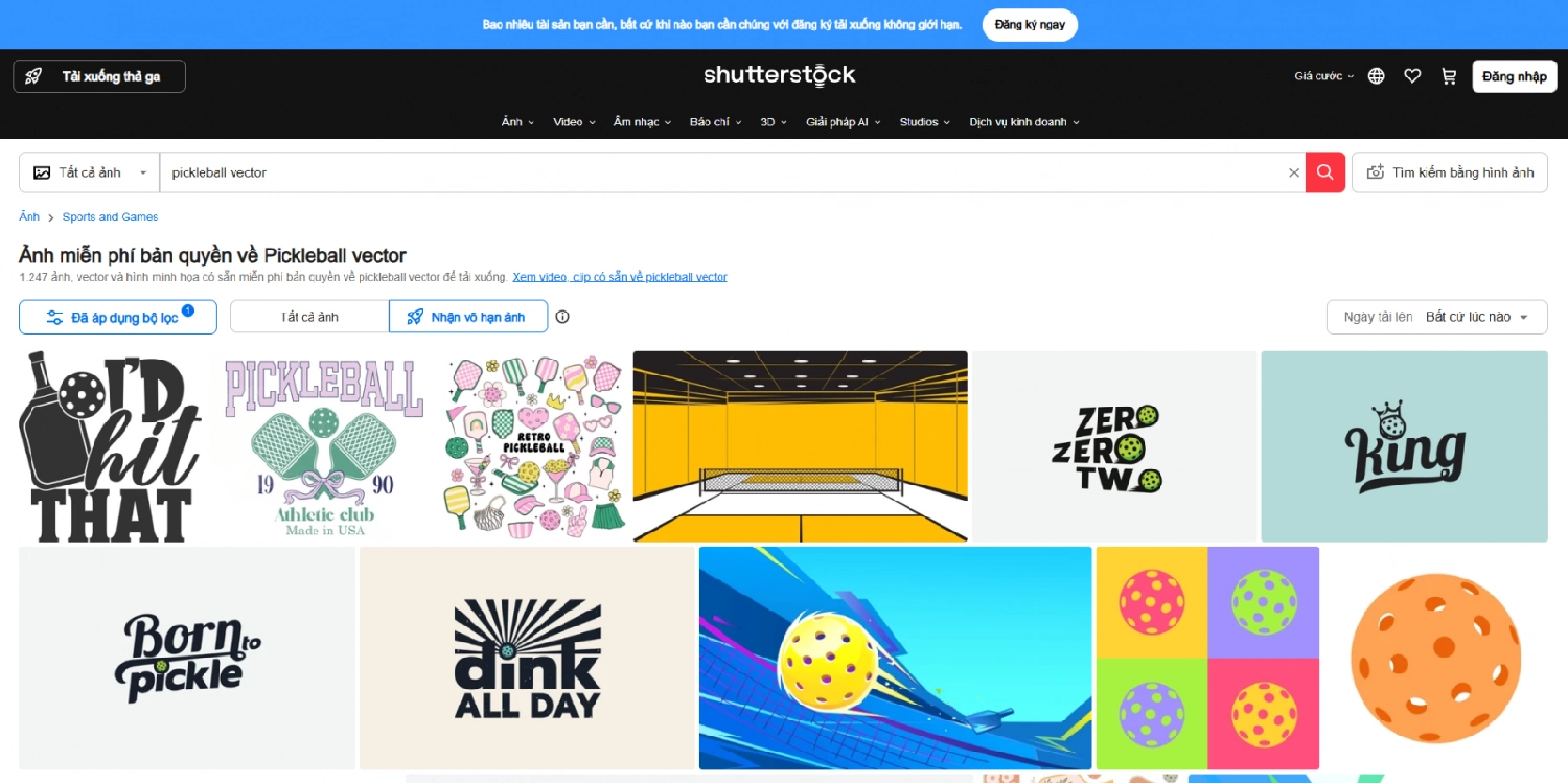trang web pickleball vector Shutterstock