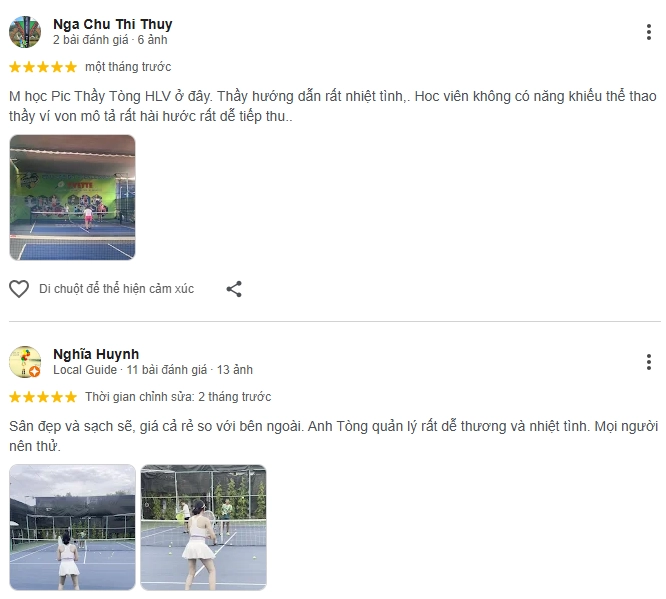 Đánh giá của người chơi tại  sân Pickleball Yvette