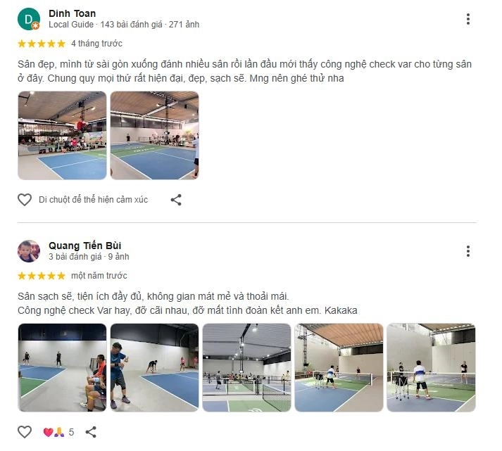 Phản hồi chất lượng sân Pika Pickleball