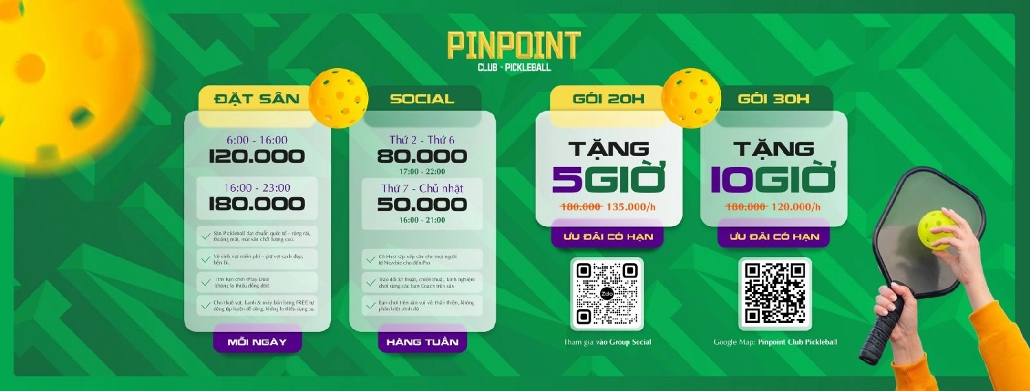 Giá thuê sân PinPoint Pickleball