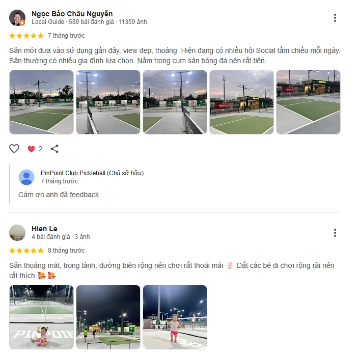 Đánh giá của người chơi tại sân PinPoint Pickleball 1