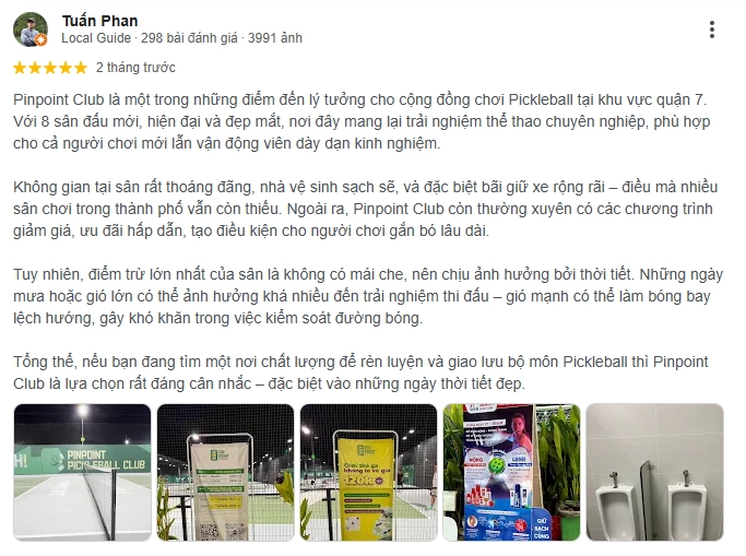 Đánh giá của người chơi tại sân PinPoint Pickleball 2