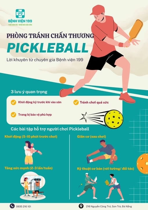 Poster về phòng tránh chấn thương pickleball
