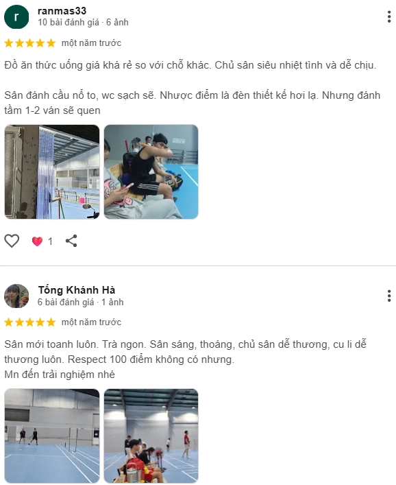 Đánh giá của người chơi tại sân cầu lông quận 12 - Nhật Phạm