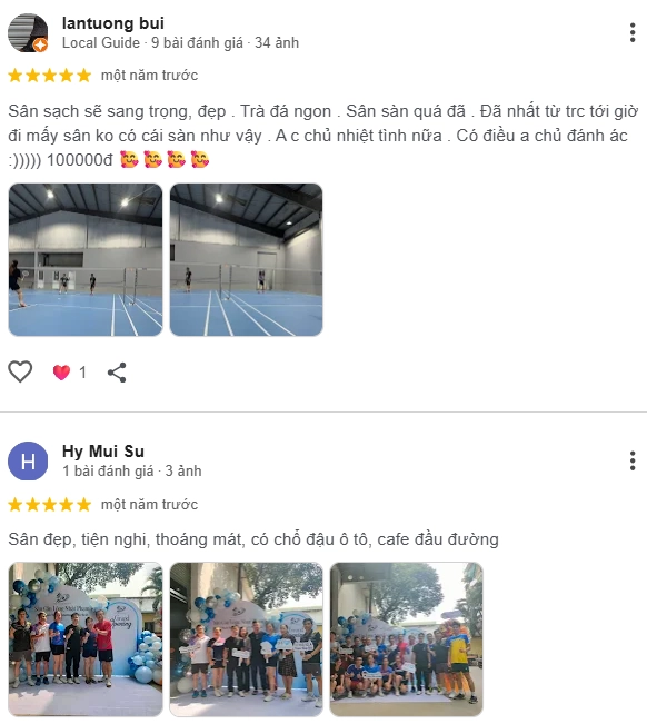 Đánh giá của người chơi tại sân cầu lông quận 12 - Nhật Phạm