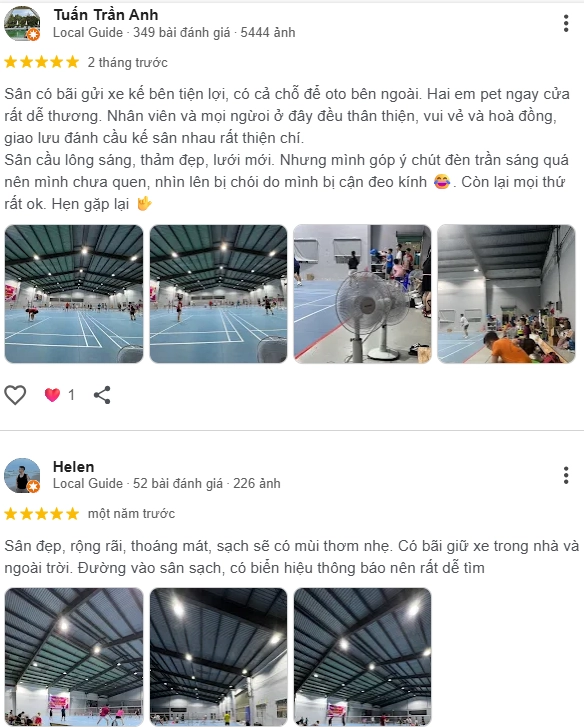 Đánh giá của người chơi tại sân cầu lông quận 12 - Nhật Phạm