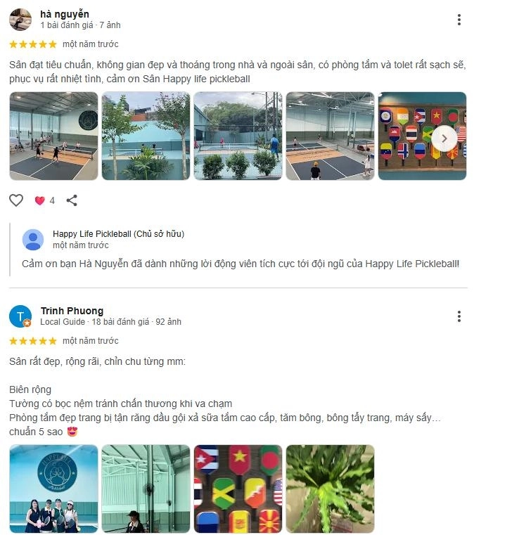 Đánh giá của người về chất lượng sân Happy Life Pickleball