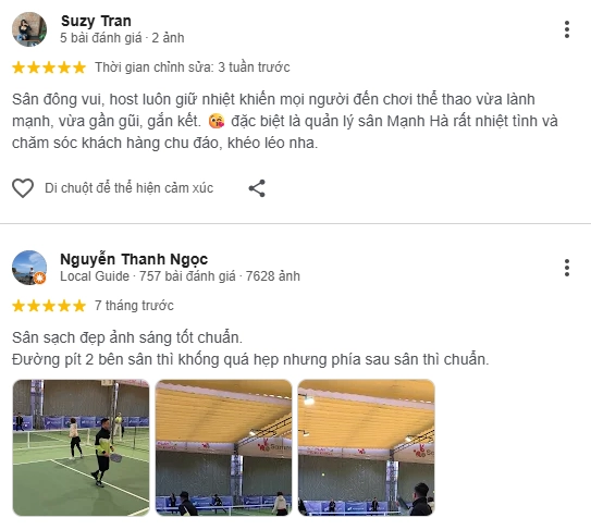 Đánh giá của người chơi tại sân Sammy Pickleball 3