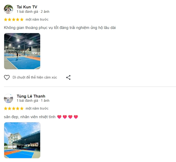 Đánh giá của người chơi tại sân 26 Gram Pickleball