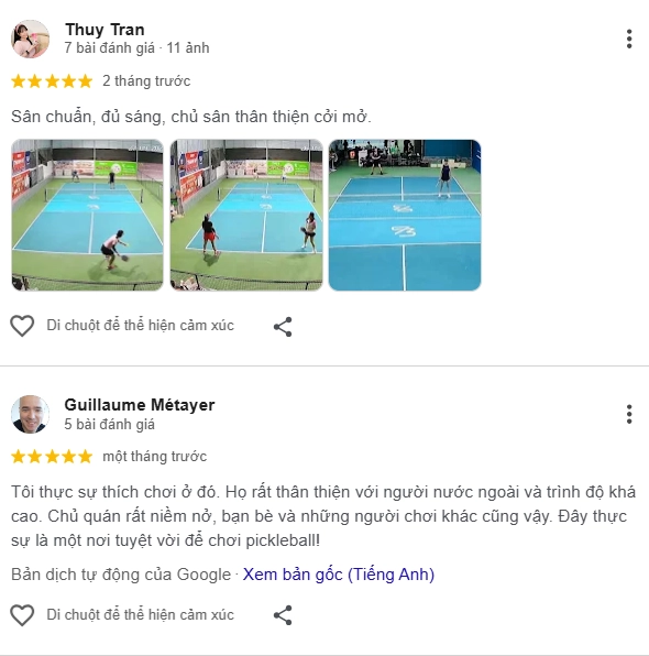 Đánh giá của người chơi tại sân 93 Pickleball 