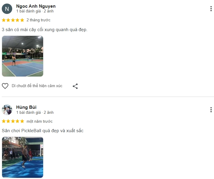 Đánh giá của người chơi tại sân BD Pickleball