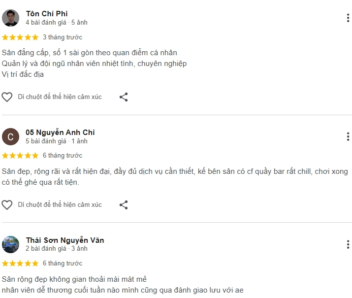 Đánh giá của người chơi tại sân BSB Pickleball