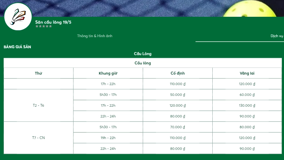 Bảng gái thuê sân cầu lông 19/5