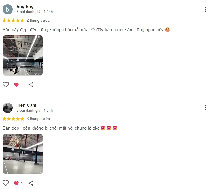 Đánh giá của người chơi tại sân cầu lông Aka Badminton Center