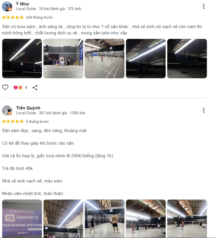 Đánh giá của người chơi tại sân cầu lông Aka Badminton Center