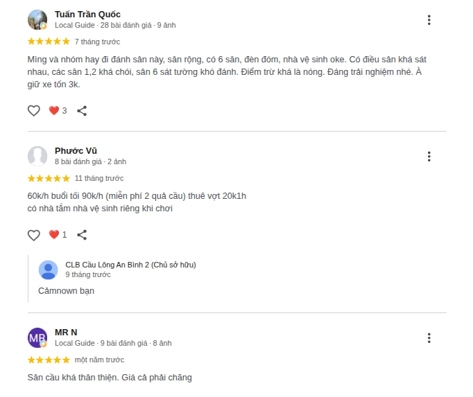 Đánh giá trải nghiệm sân cầu lông an bình 2