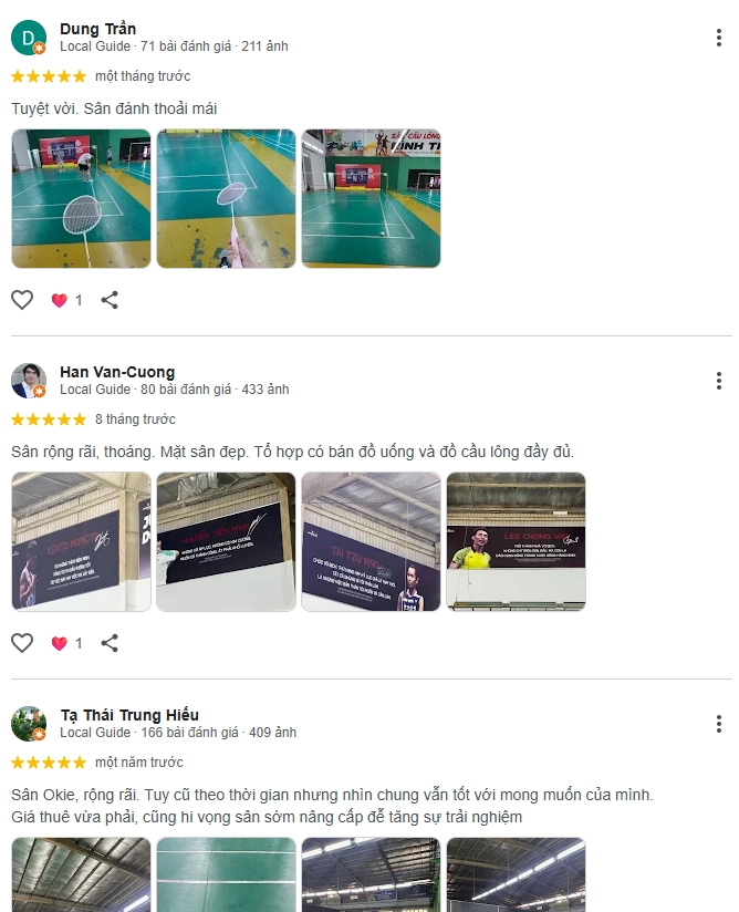 Đánh giá của các lông thủ khi trải nghiệm sân cầu lông Bình Thới