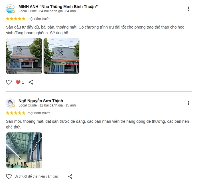 Đánh giá chất lượng sân cầu lông cá cơm