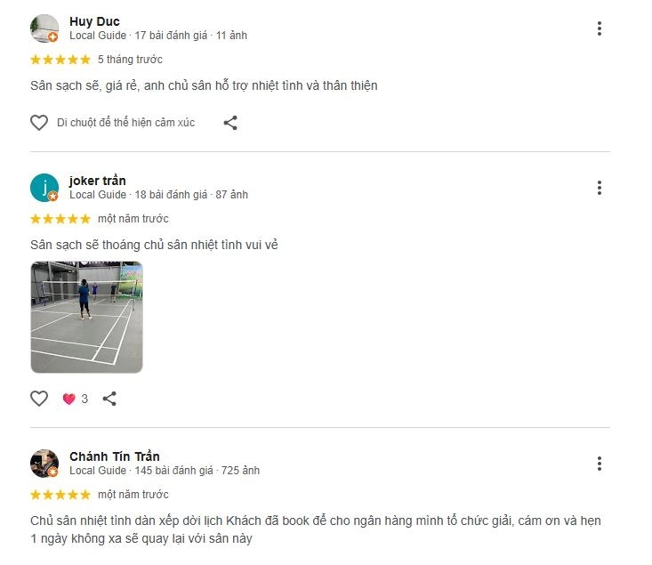 Phản hồi chất lượng sân cầu lông chí linh vũng tàu