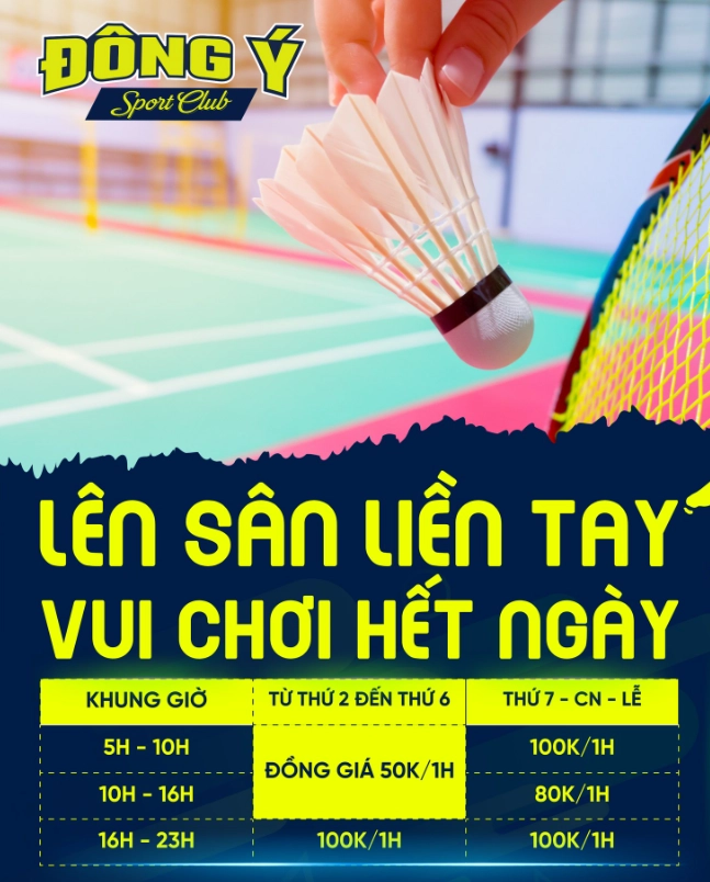 bảng giá sân cầu lông CLB Thể Thao Đông Ý