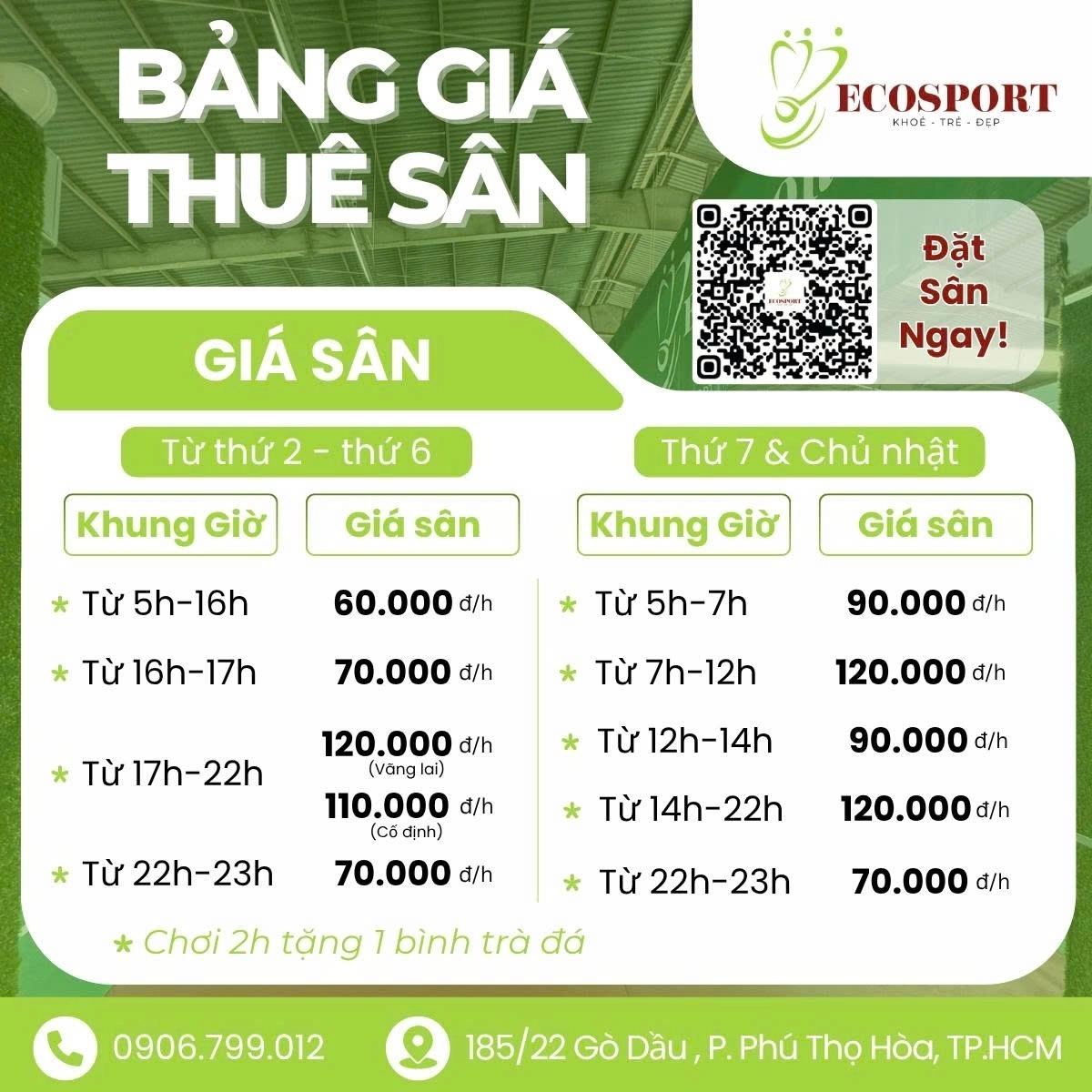 Giá thuê sân cầu lông Ecosport Gò Dầu 