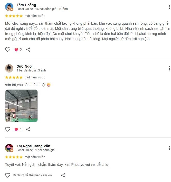 Đánh giá chất lượng sân cầu lông hiếu con từ người chơi