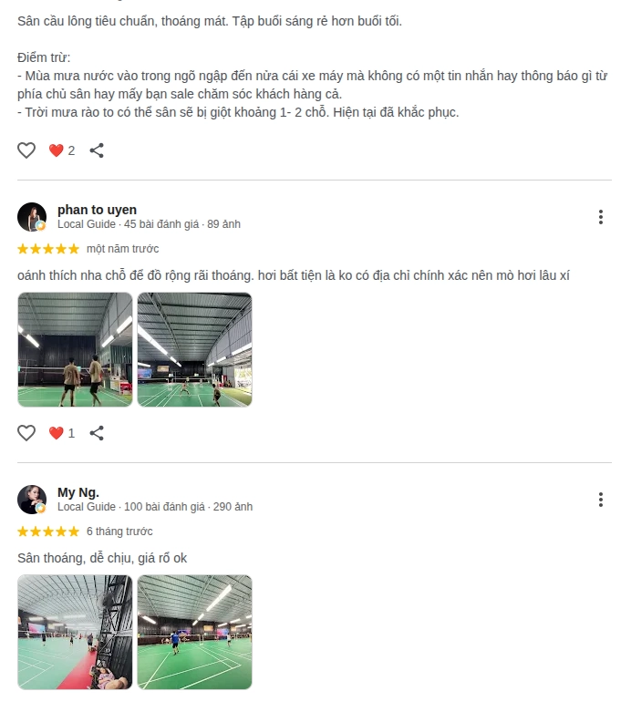 Đánh giá chất lượng sân cầu lông hùng hải