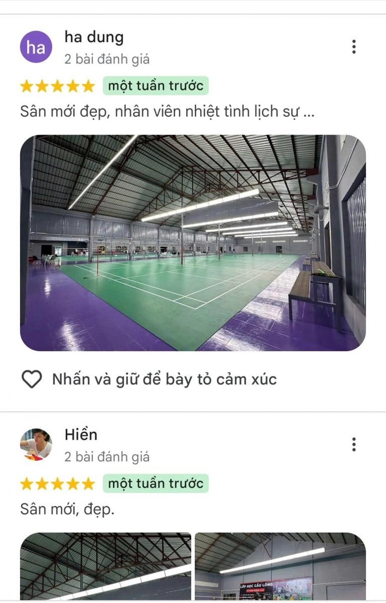 khách hàng nhận xét sân cầu lông nguyễn trọng quyền