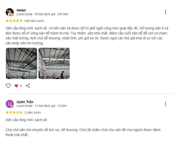 Đánh giá chất lượng sân cầu lông Phú Thịnh Tân Phú