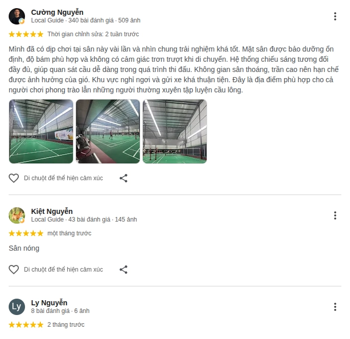 Những nhận xét về chất lượng sân cầu lông phúc lộc