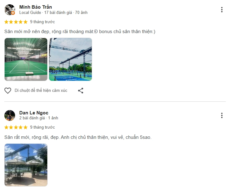 Đánh giá của người chơi tại sân cầu lông & Pickleball Phú Đạt Bình Dương 2