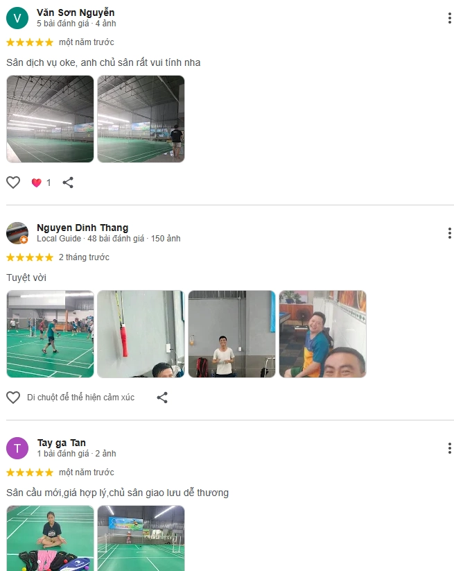 Đánh giá của người chơi tại sân cầu lông Pickleball Quang Huy