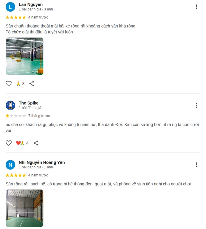 NHững đánh giá của người chơi về clb cầu lông quang vinh