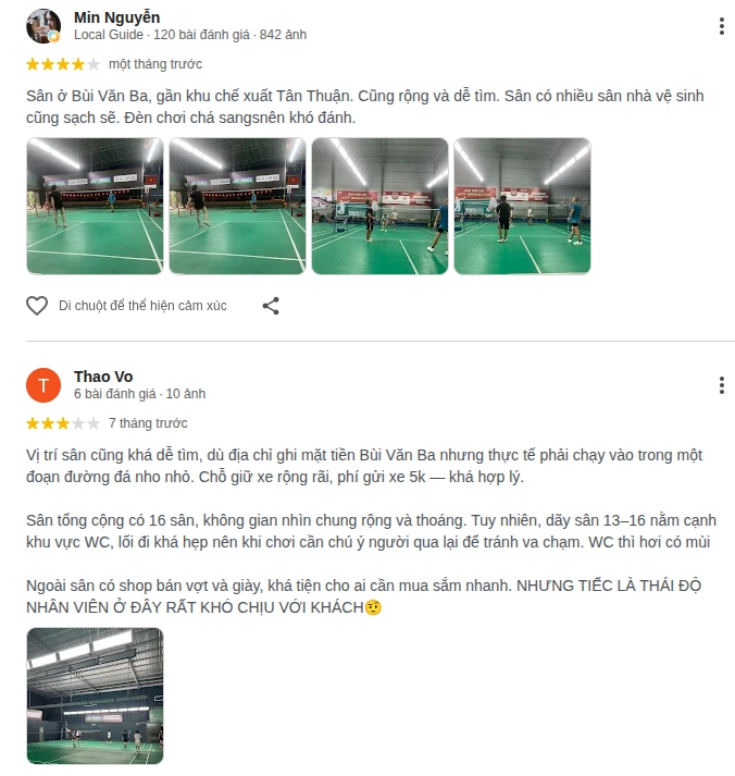 Đánh gía chất lượng sân cầu lông QV Badminton