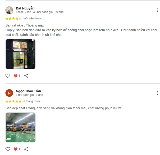 Phản hồi của người chơi về chất lượng sân cầu lông QV Badminton