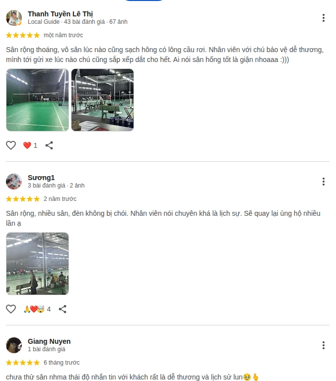 Đánh giá chất lượng sân cầu lông sd