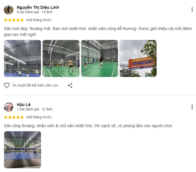 Đánh giá của người chơi tại sân cầu lông Smash8 3