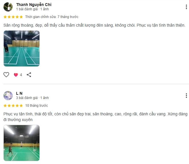 Đánh giá của người chơi tại sân cầu lông T&T Badminton Lâm Đồng