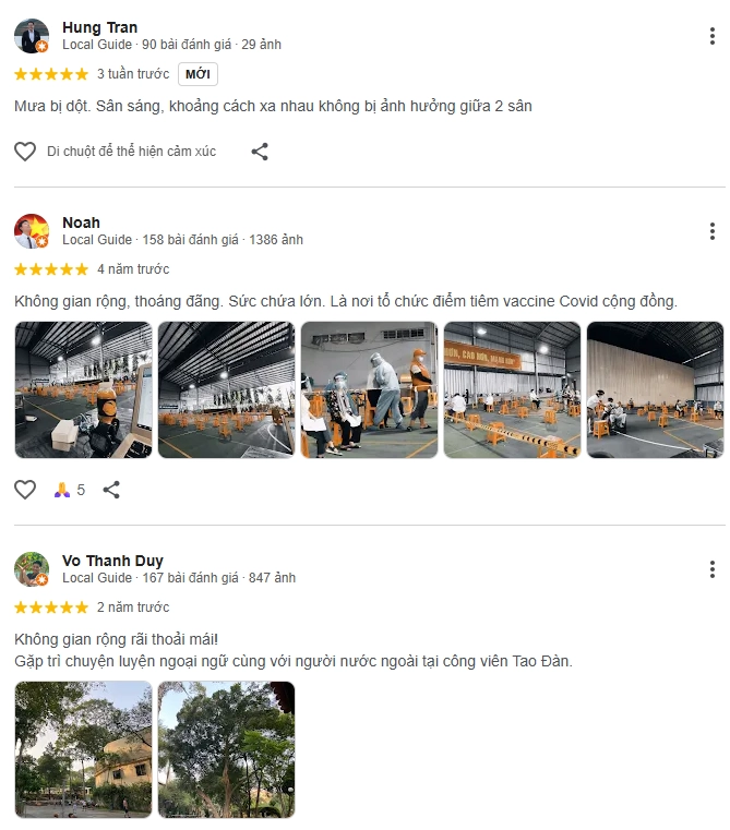 Đánh giá của người chơi tại sân cầu lông Tao Đàn