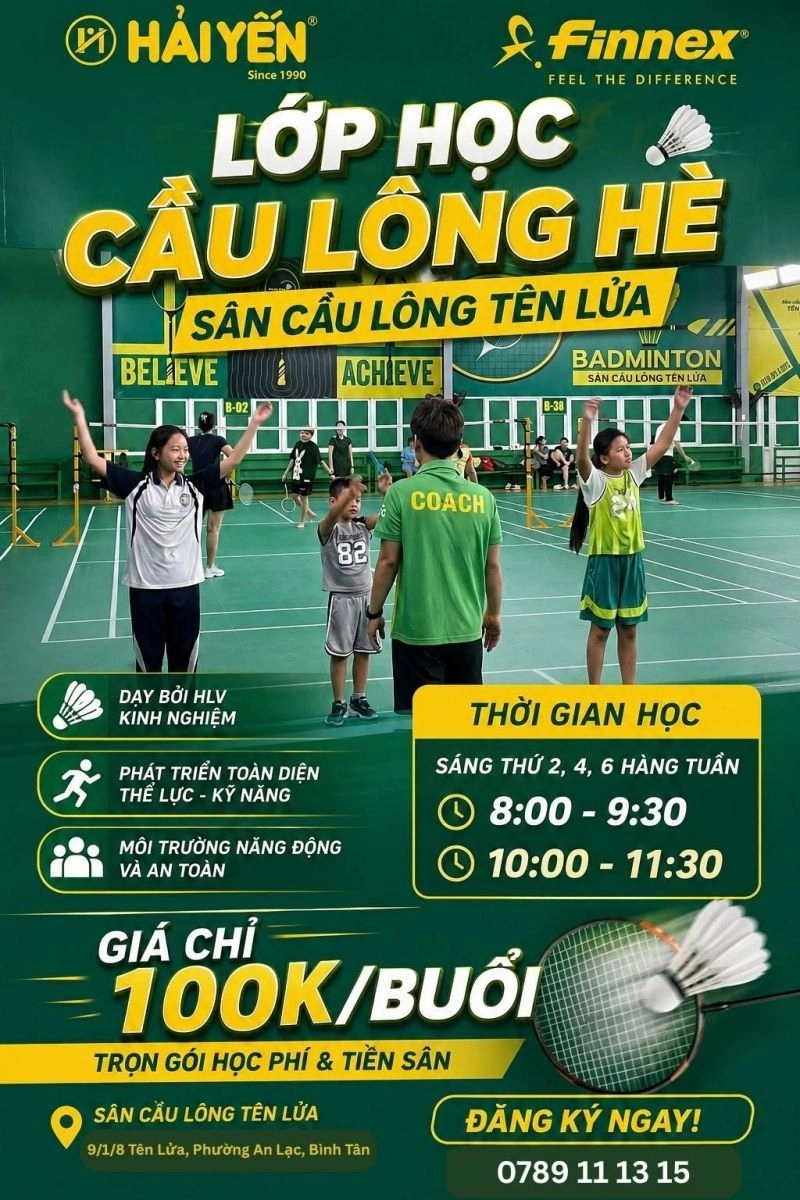 Khóa học cầu lông tại sân cầu lông tên lửa