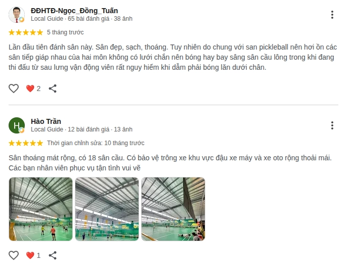 Đánh giá chất lượng sân cầu lông tên lửa