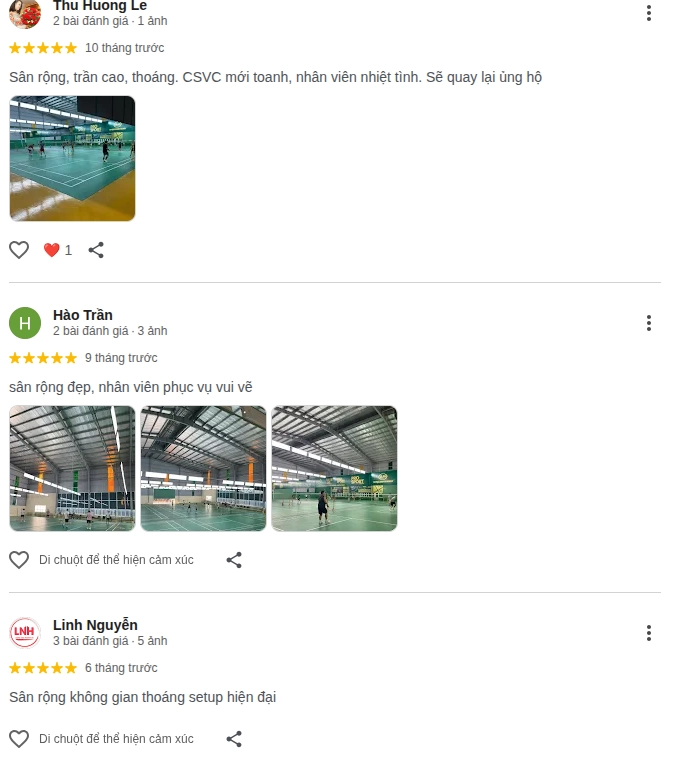 Nhận xét chất lượng sân cầu lông tên lửa từ người chơi